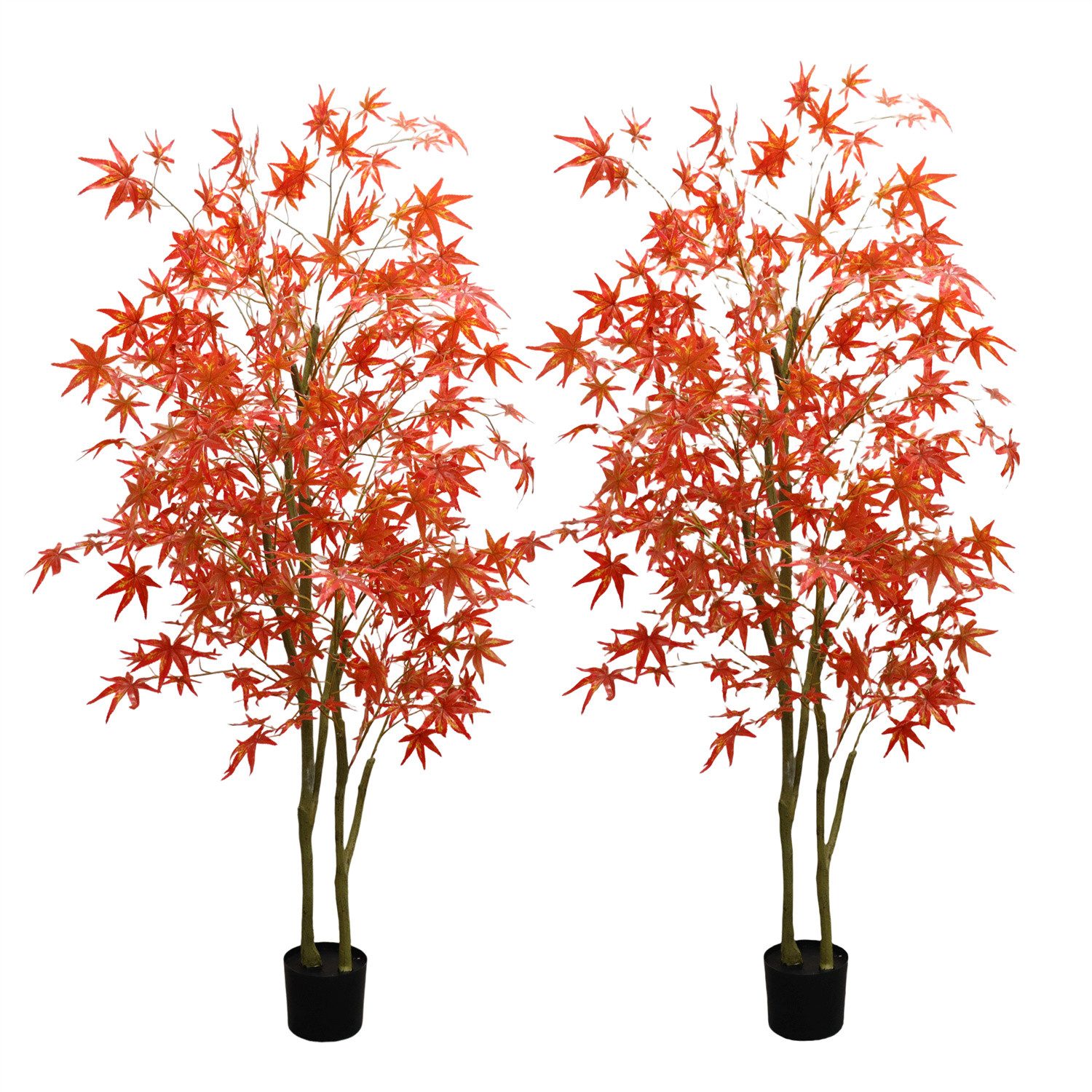 Künstliche Zimmerpflanze 2pcs künstliche Ahornbäume, Herbst realistischen Ahornbaum im Topf, GarveeMore, Höhe 150 cm, 4ft/5ft/6ft künstliche Ahorn Herbst Baum für Ernte Party Home Decor