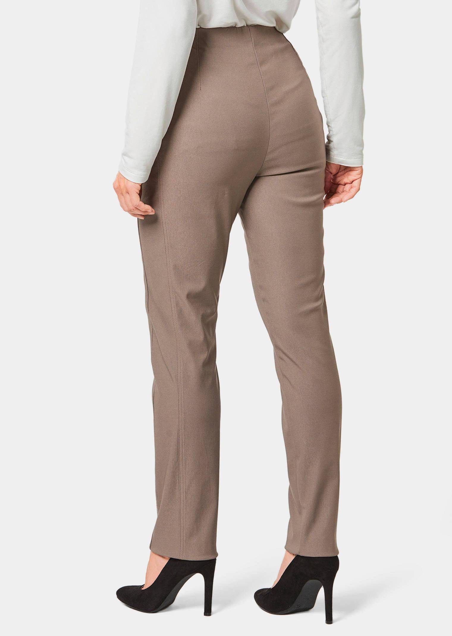 GOLDNER Stoffhose Kurzgröße: Elegante Stretchhose mit Schlupfbund Viskosehose mit Taschen, Teilungsnähten und Knöchellänge