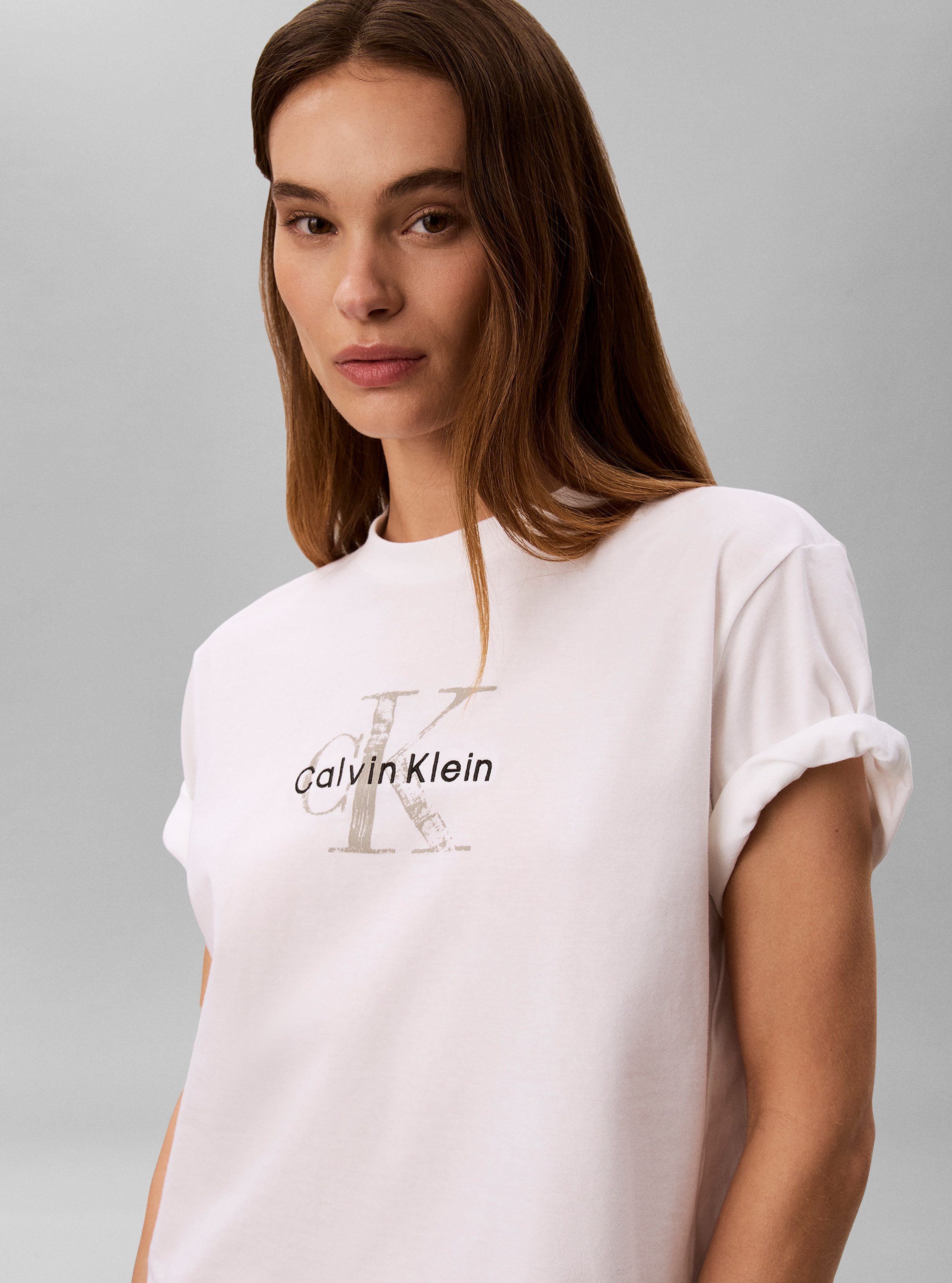 Calvin Klein Jeans T-Shirt BOXY HAND DRAWN MONOLOGO TEE Regular fit, Logoschriftzug – Bild 3 von 5