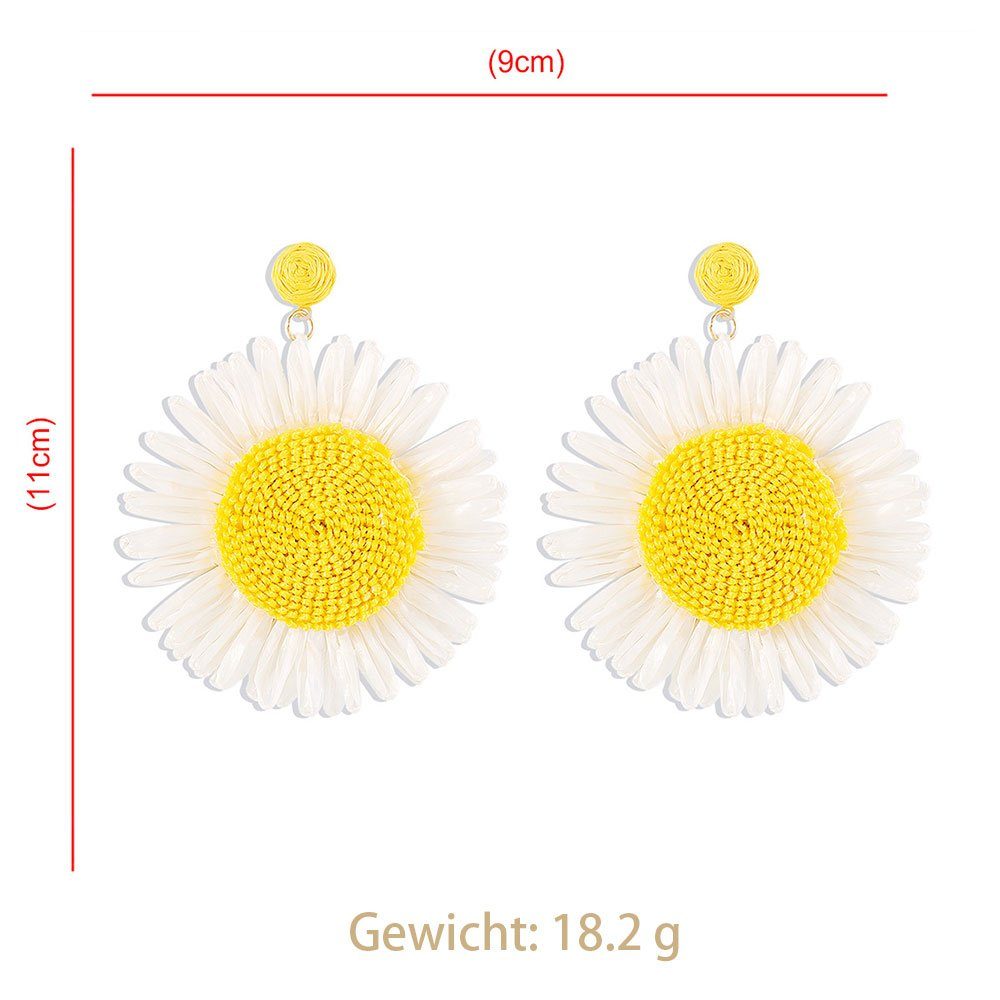 AUzzO~ Paar Ohrhänger Paar Ohrringe Damenschmuck Blumen-Ohrringe Holiday im Bohemian-Stil Gelb