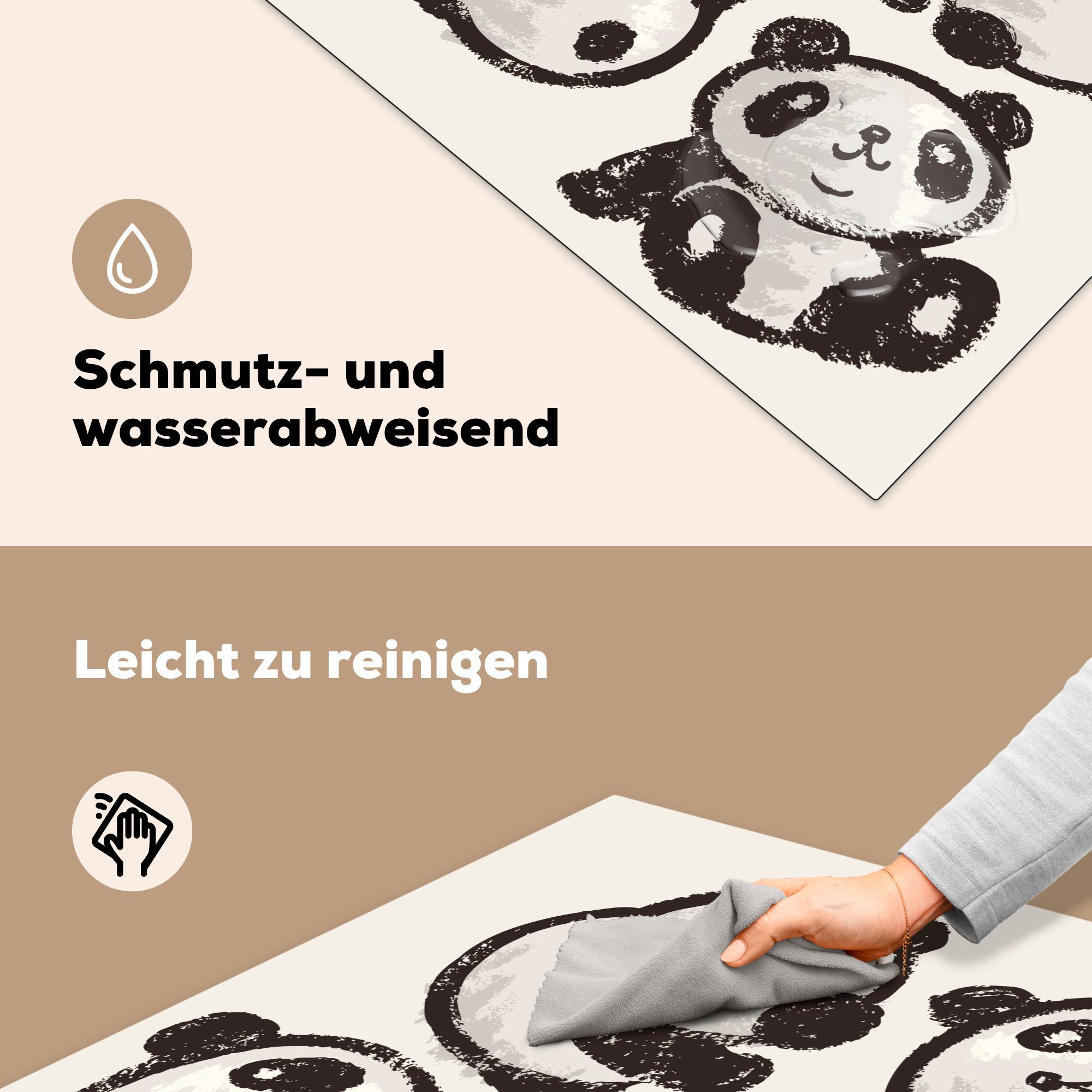 MuchoWow Herdblende-/Abdeckplatte Tiere - Panda Arbeitsplatte cm, für Ceranfeldabdeckung, Schwarz, - küche tlg), 78x78 (1 Vinyl