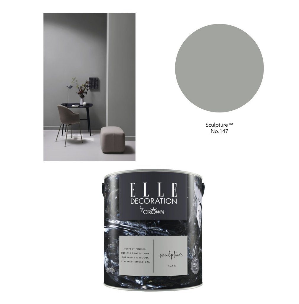 ELLE DECORATION Wandfarbe ELLE DECORATION 2,5 Liter Premium Wandfarbe Matt Innen by Crown, matt, 2,5 Liter, Premium Wandfarbe, für Holz und Metall, Innen No. 147 Sculpture