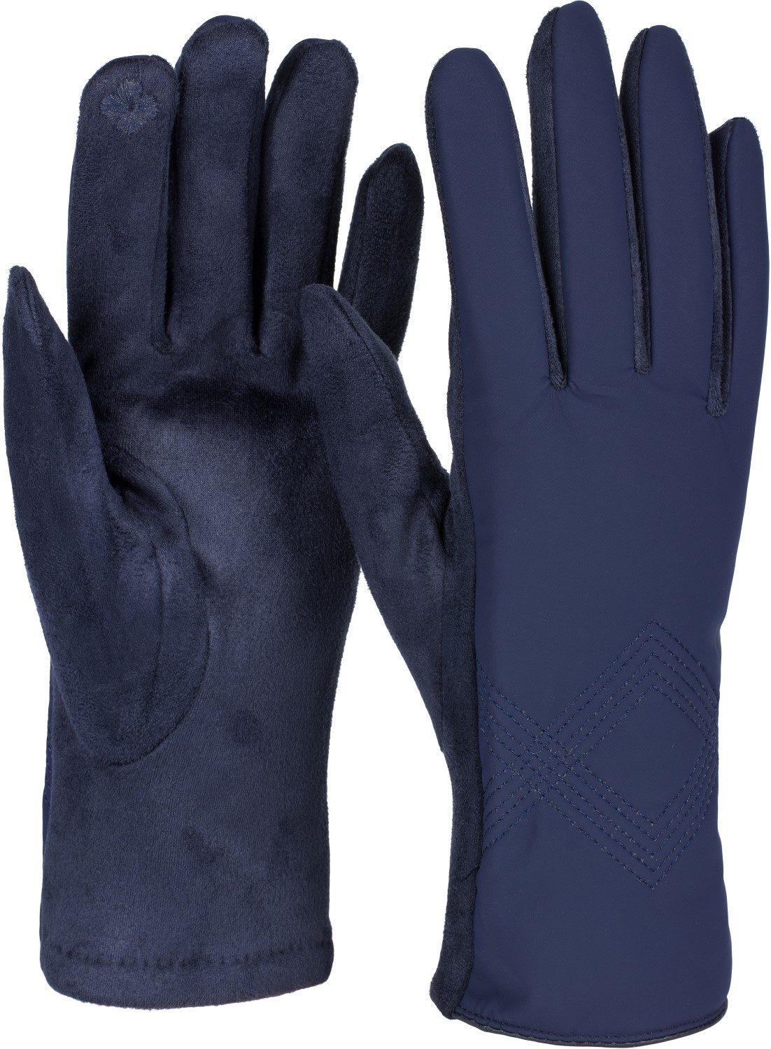 styleBREAKER Fleecehandschuhe Touchscreen Handschuhe Zick-Zack bestickt (1-St)