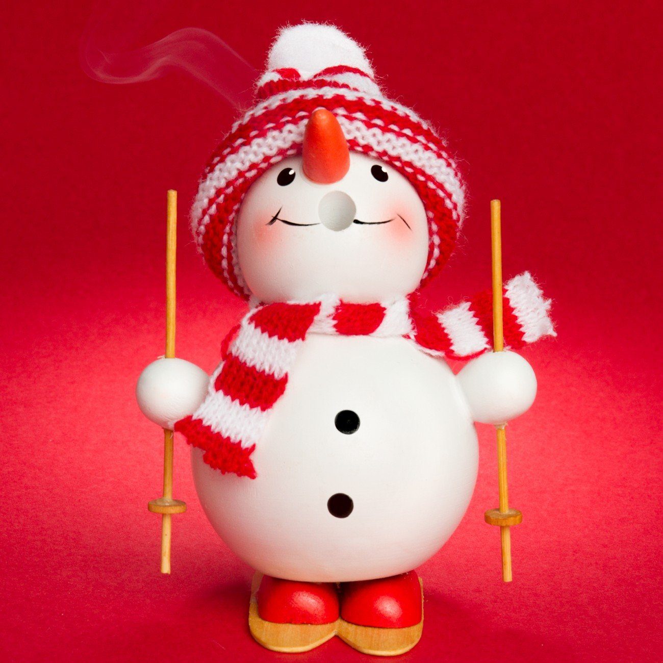 SIKORA Weihnachtsfigur RM-D Dicke - aus Räuchermännchen skifahrender D02 Schneemann Holz weiß
