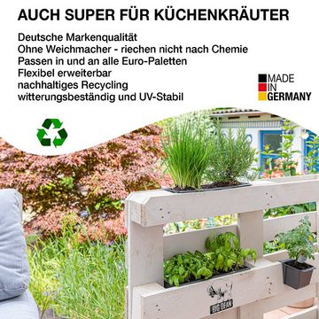 BigDean Blumenkasten Paletten-Einsatz zum Einhängen 37cm anthrazit Pflanzkasten Europalett (2 St)