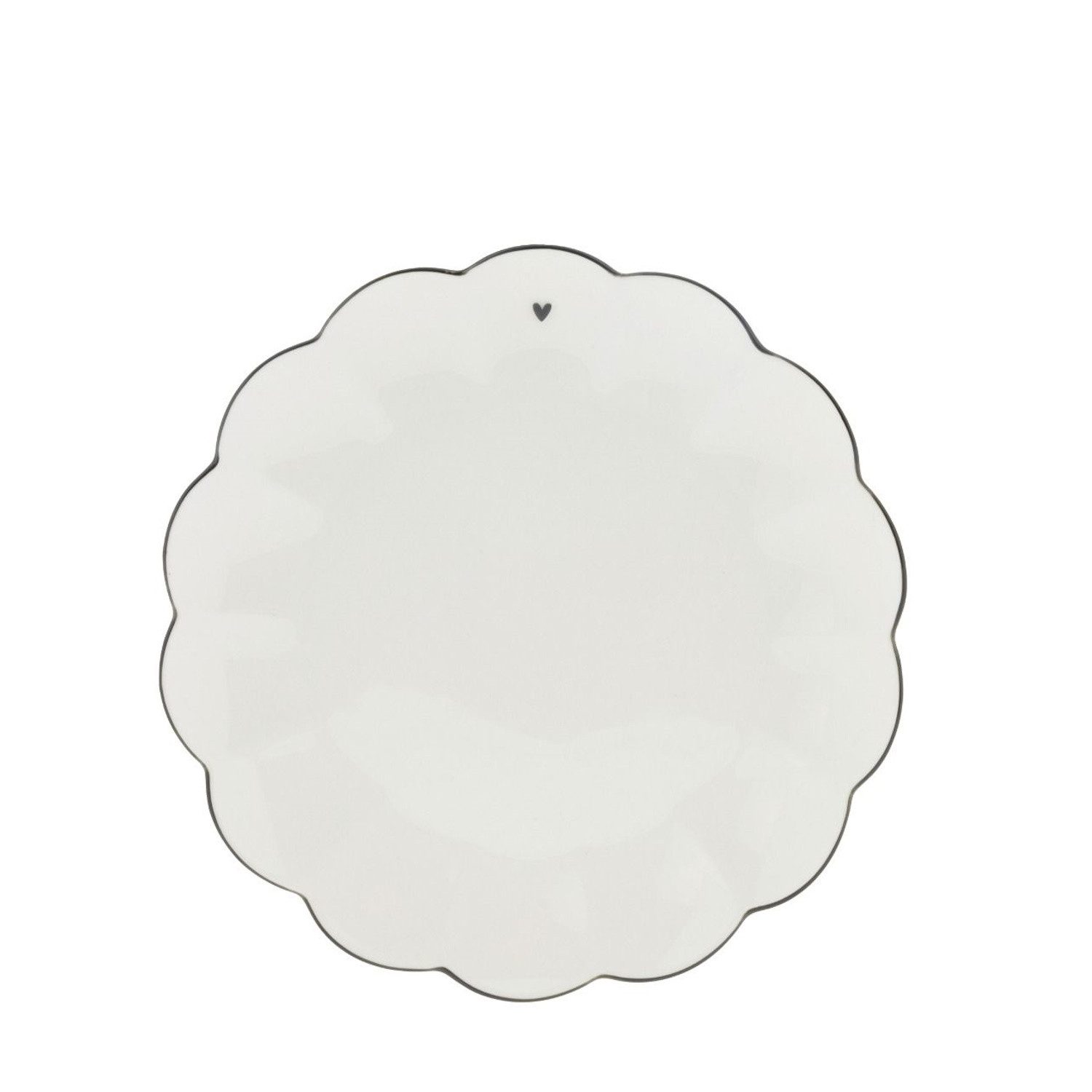 Bastion Collections Kuchenteller Ruffle Heart, Spülmaschinengeeignet, Weiß, Motiv: schwarzes Herz