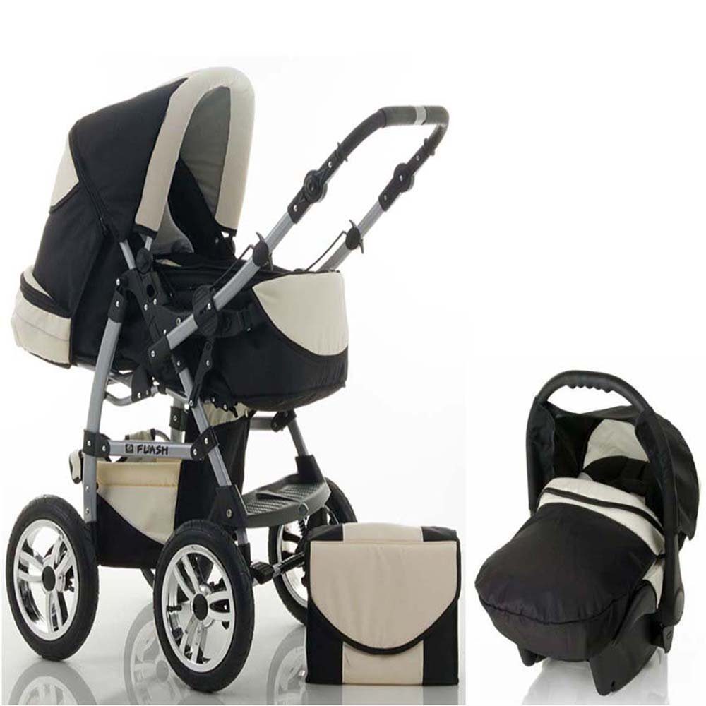 babies-on-wheels Kombi-Kinderwagen Flash 3 in 1 mit Sportsitz, Autositz und Zubehör in 18 Цвета(ов)