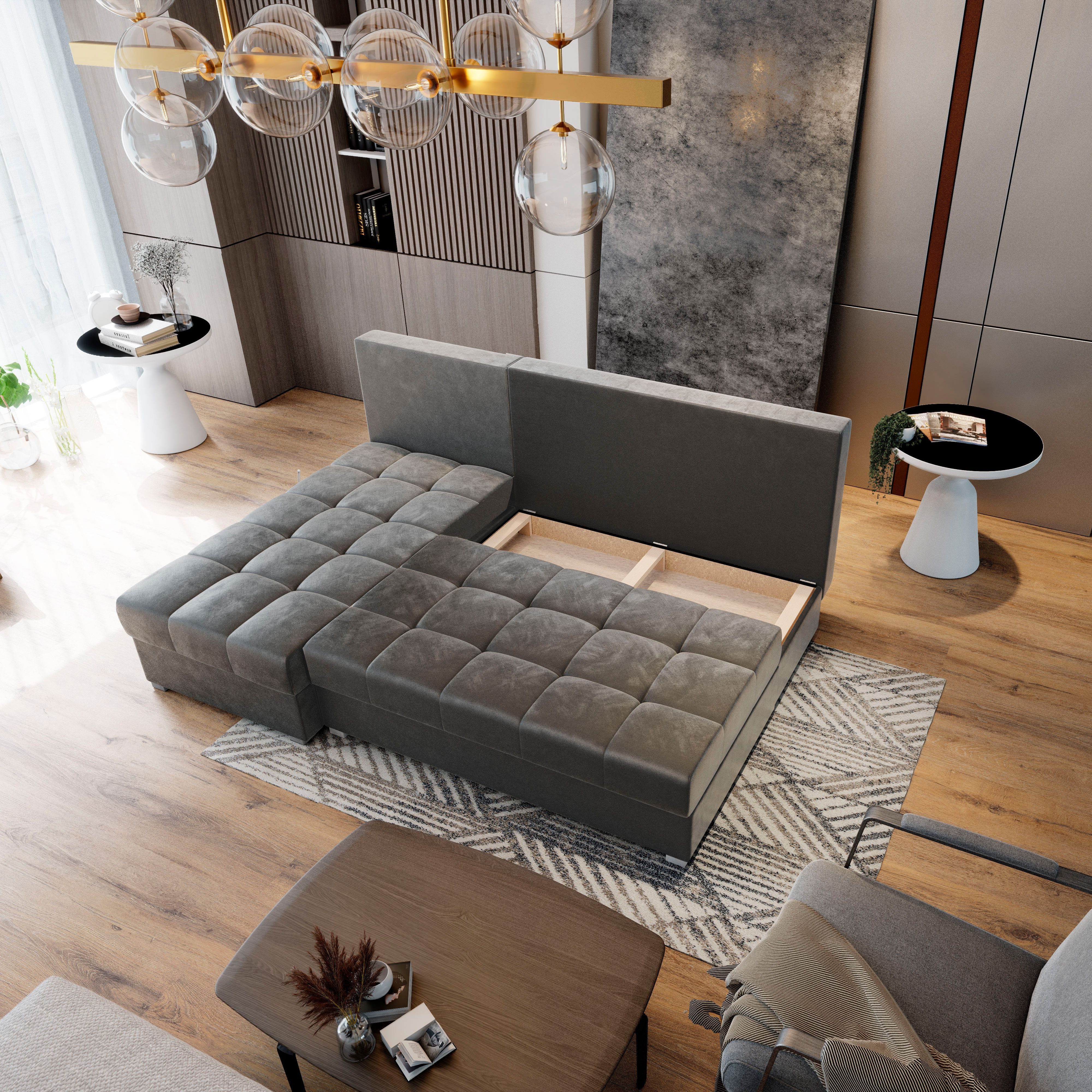Masseno Ecksofa RITA mit Schlaffunktion L-Form, Sofa mit Bettkasten