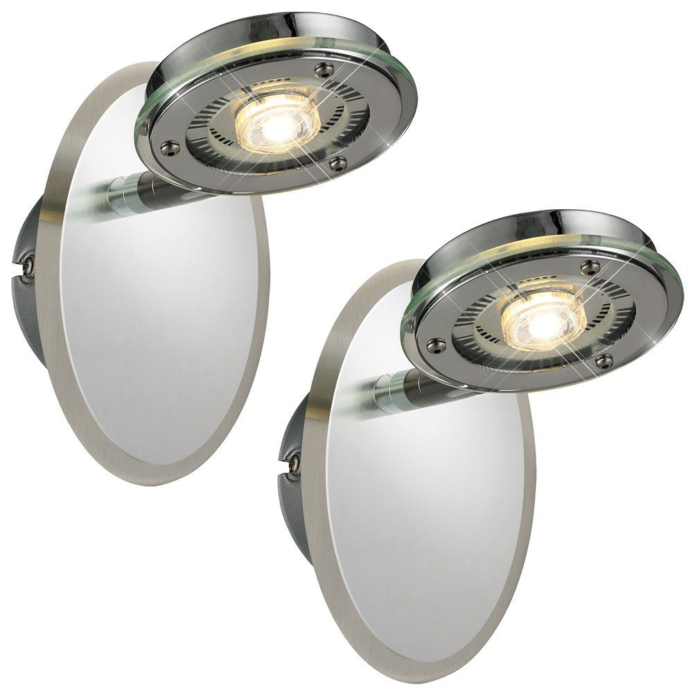 etc-shop LED Wandleuchte, LED-Leuchtmittel fest Wandlampe Strahler Leseleuchte verbaut, Warmweiß, Spotleuchte beweglich LED chrom 2x Glas