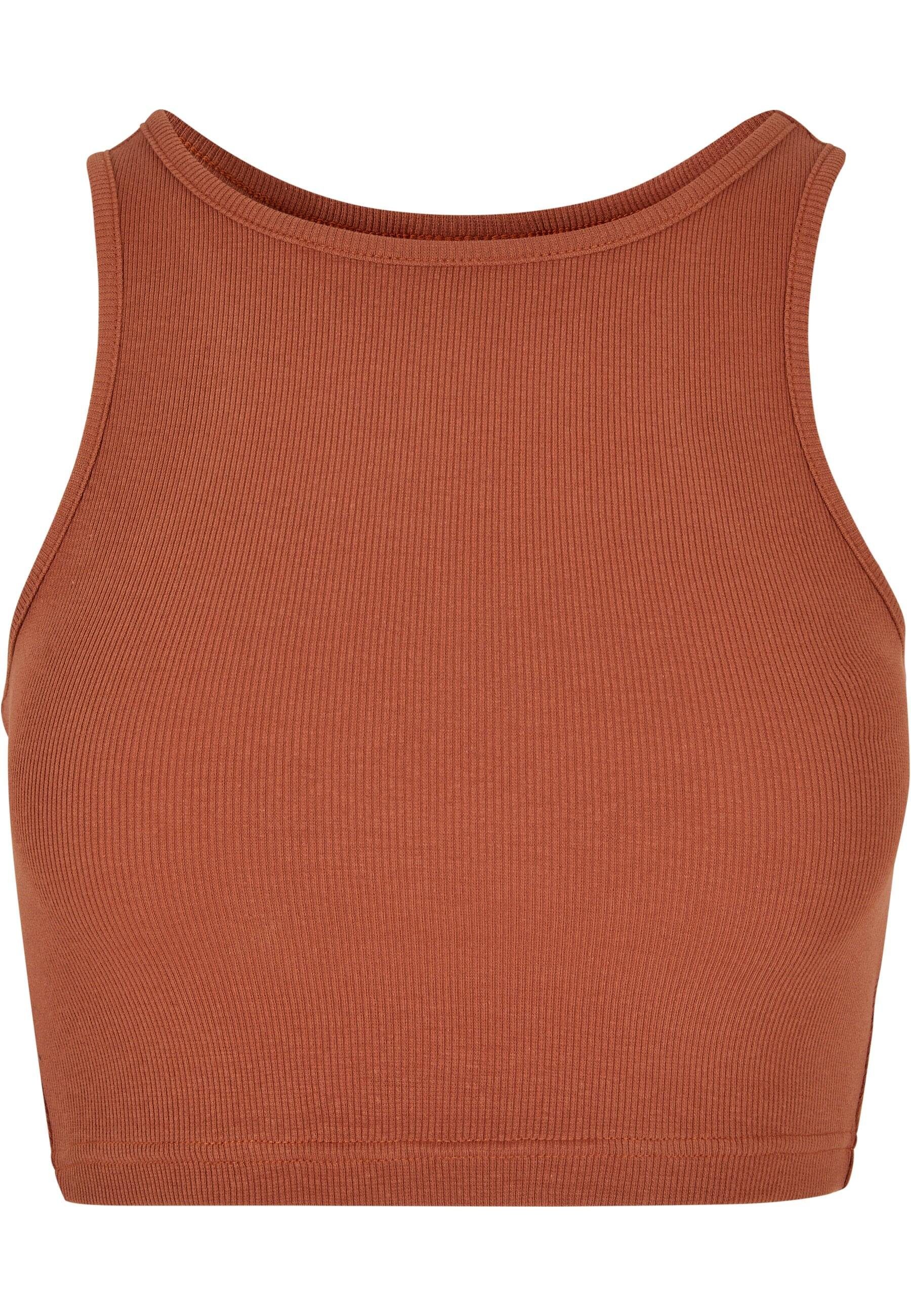 URBAN CLASSICS T-Shirt Damen terracotta Top Cropped Rib Ladies (1-tlg)
