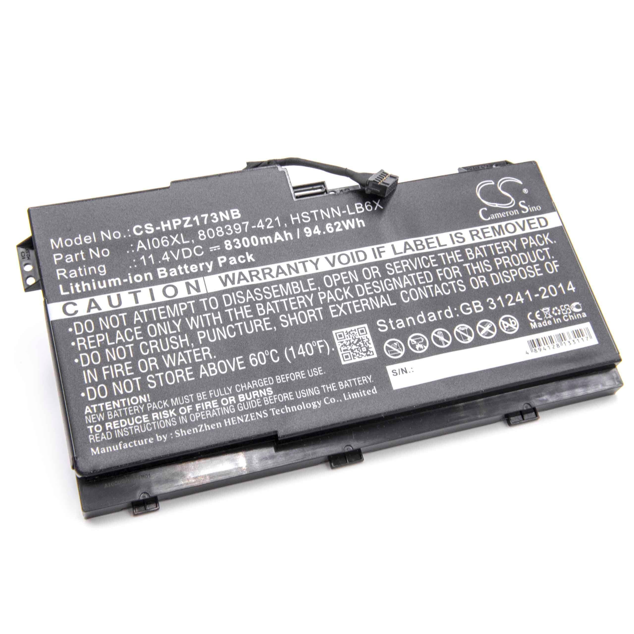 vhbw kompatibel mit HP ZBook G3 mAh X9T88UT 8300 17 (11,4 Laptop-Akku Li-Polymer V)