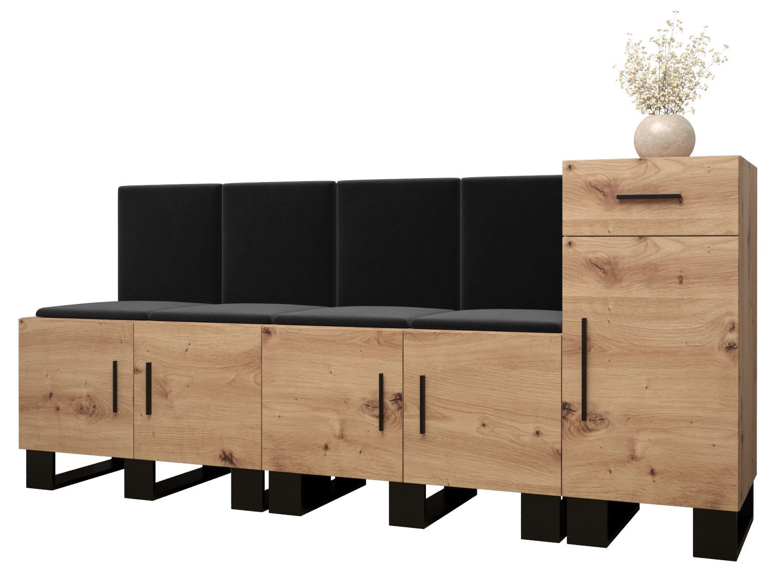 ABIKS MÖBEL Garderoben-Set ARTIN Set 17 Garderobe mit gepolsterten Paneelen, Industriell Design