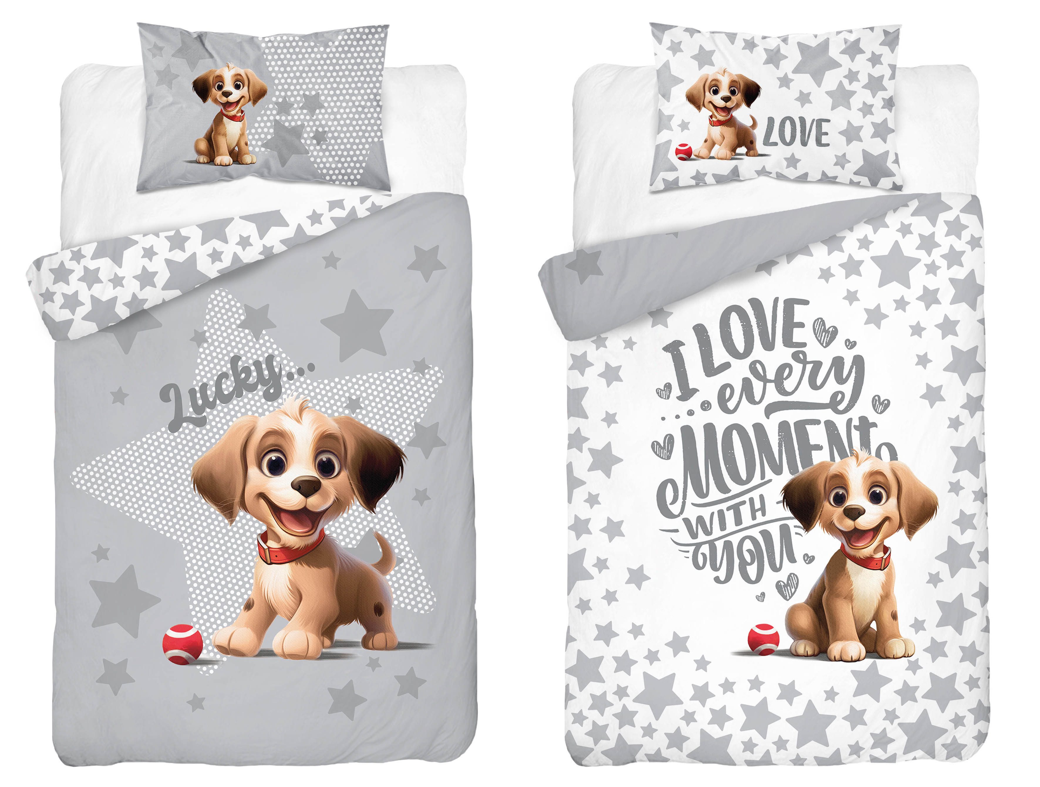 Häßler Homefashion Babybettwäsche Set süßer Hund 2tlg. 50% Vsikose/50% Baum günstig online kaufen