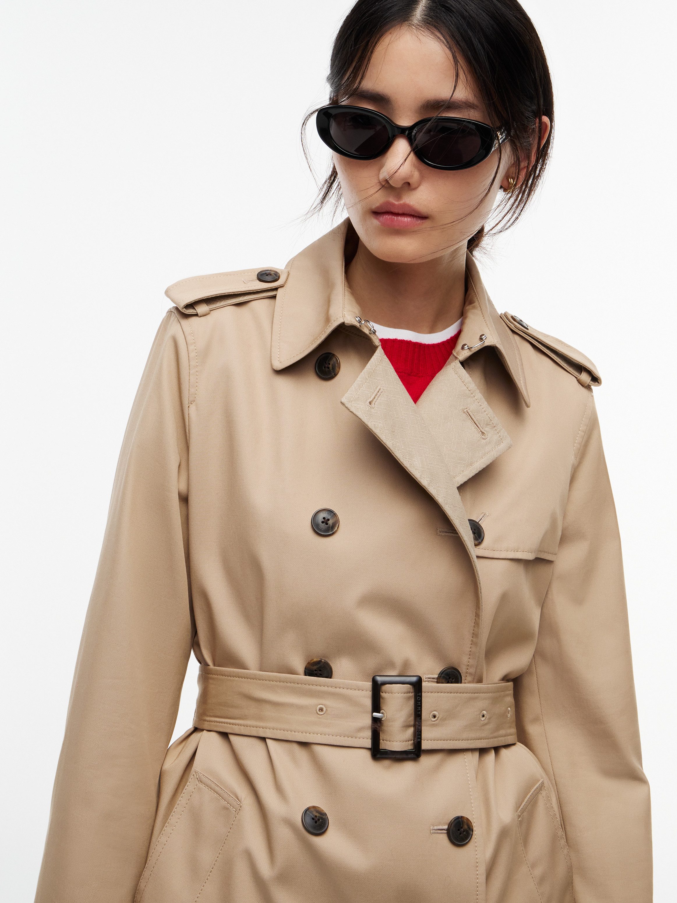 Tommy Hilfiger Trenchcoat COTTON MONOGRAM TRENCH Baumwolle