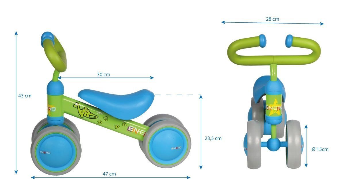 Kinderlaufrad international in Dino, Laufrad blau/grün JOKA Laufrad
