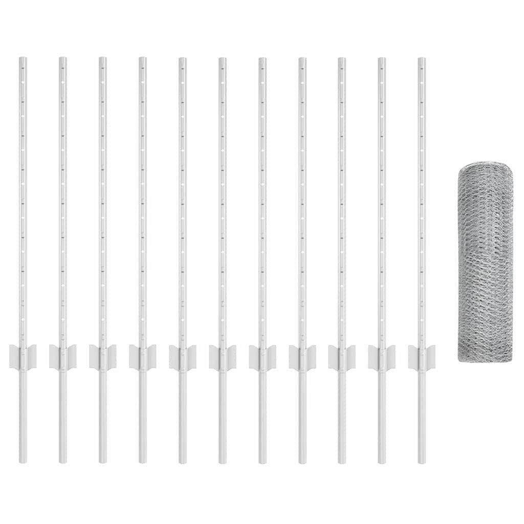 vidaXL Gartenzaun Zaun mit Pfosten Silber günstig online kaufen