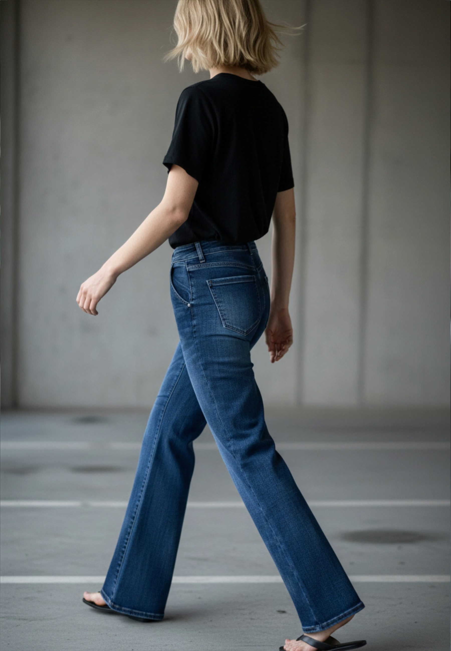 Andijamo-Fashion Stretch-Hose SOFT FLARE DENIM Moderner Fit zwischen Low- und Mid-Rise