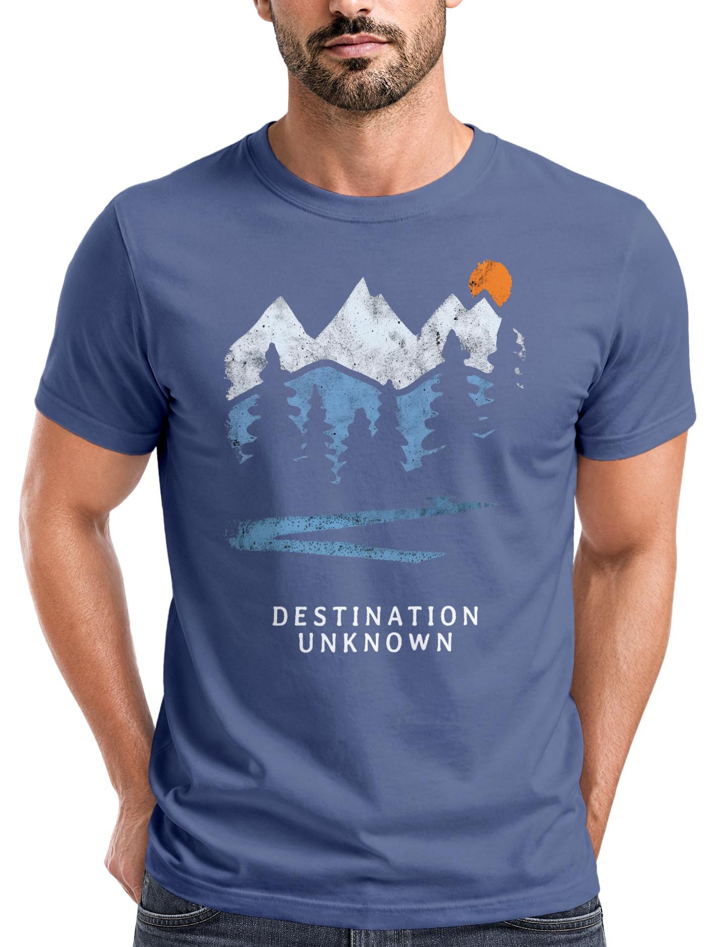 Neverless Print-Shirt Herren T-Shirt Prinstshirt Berge Wandern Adventure Outdoor mit Print
