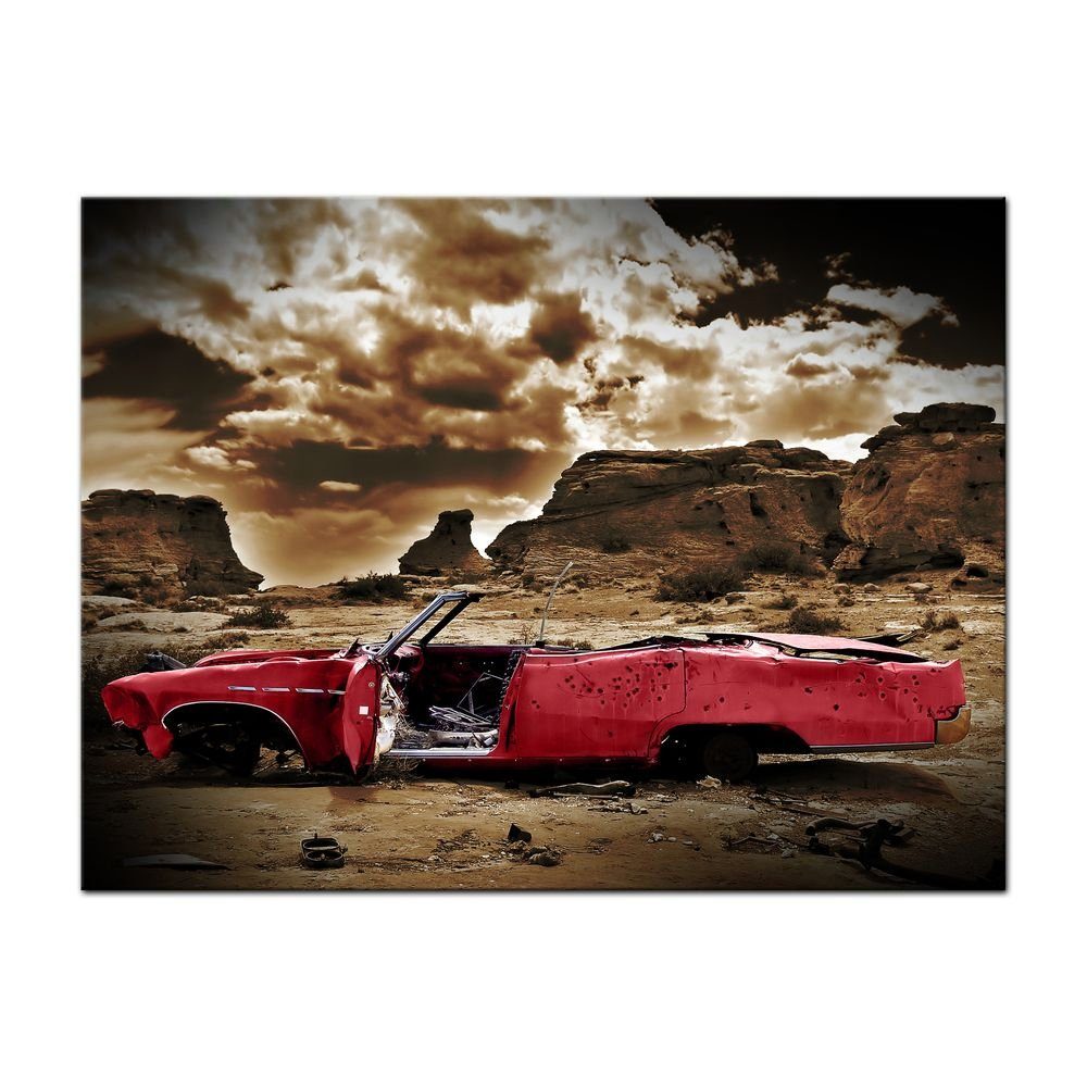 Bilderdepot24 Leinwandbild Cadillac - rot sepia, Fahrzeuge