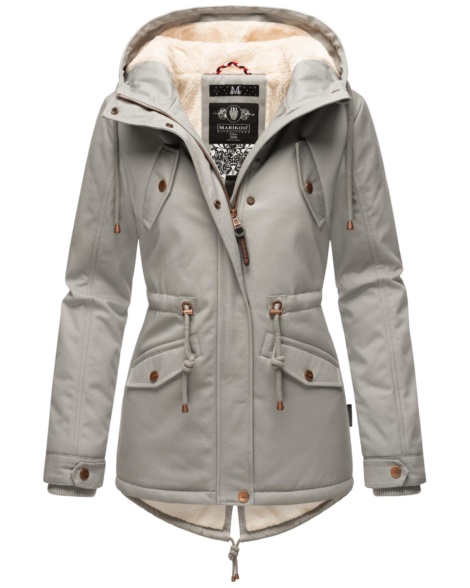 Marikoo Winterjacke Manolya stylischer Kurzmantel mit weichem Teddyfell-Futter