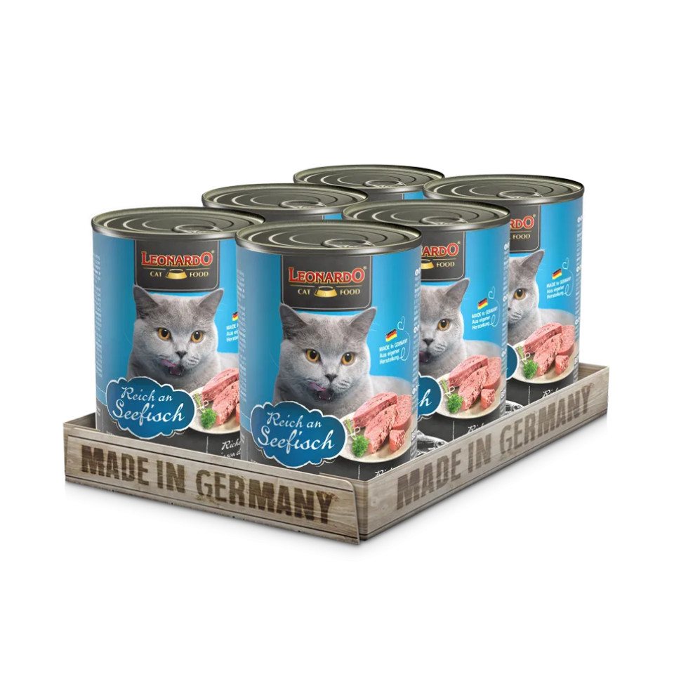 Leonardo Catfood Seefisch - hochwertiges Nassfutter ohne Getreide & Zuckerzusatz 6x400g, Nassfutter für: Katzen