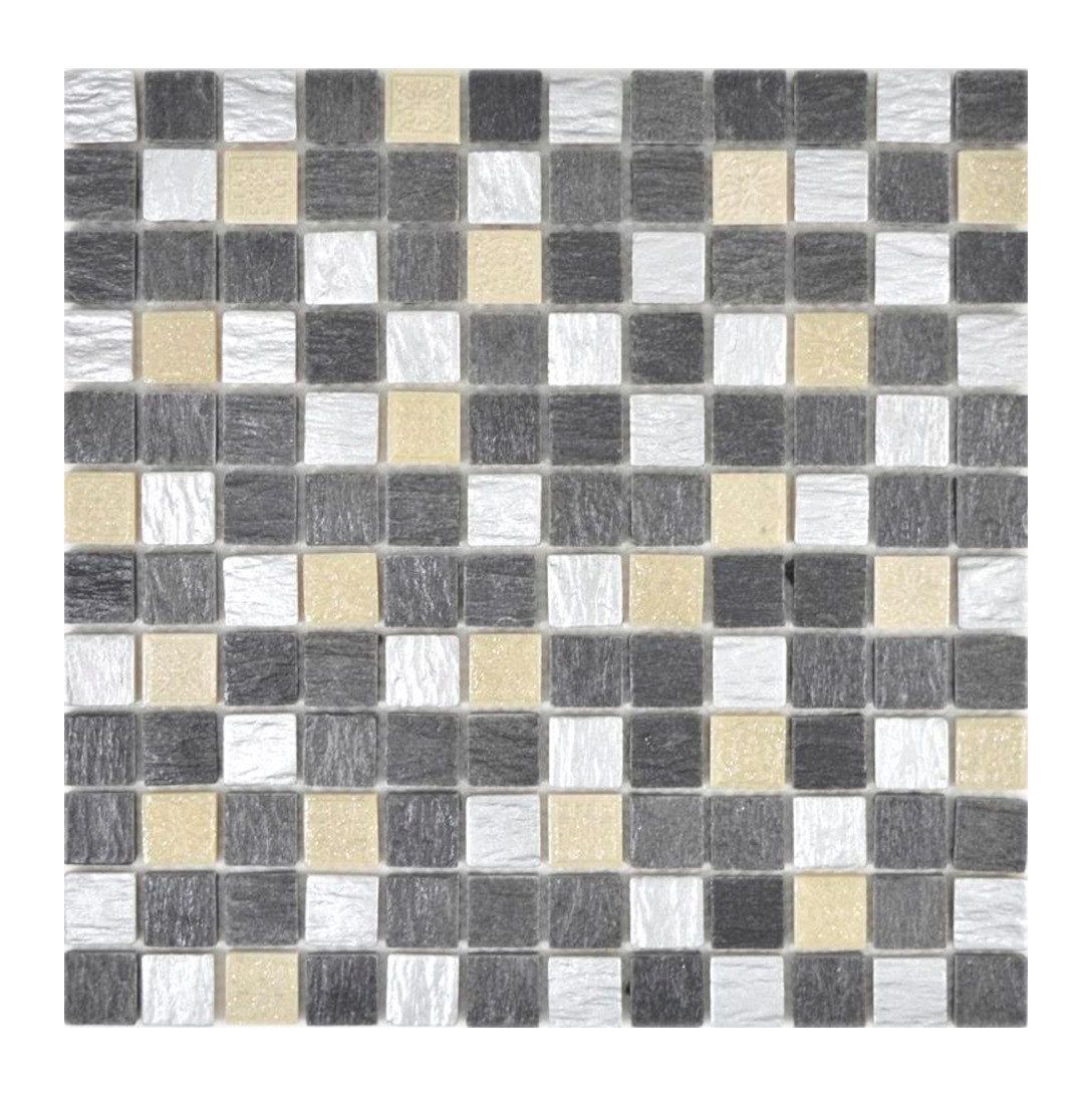 Mosani Mosaikfliesen Kunststein Rustikal Mosaikfliese Resin grau schwarz anthrazit