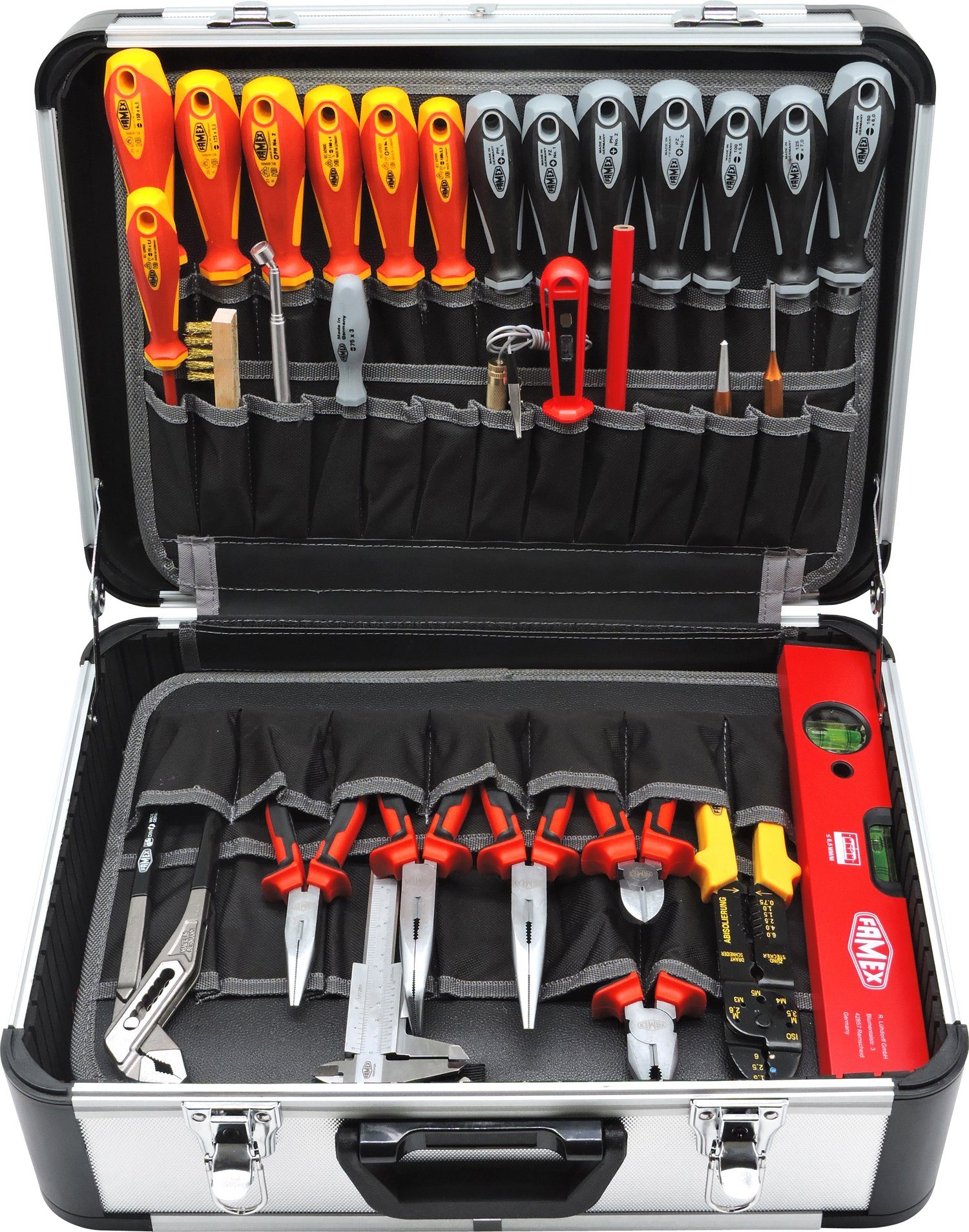 FAMEX Werkzeugset 419-43 Profi Alu Werkzeugkoffer mit Werkzeug Set -  PROFESSIONAL, (275-St), Hochwertiges Sortiment