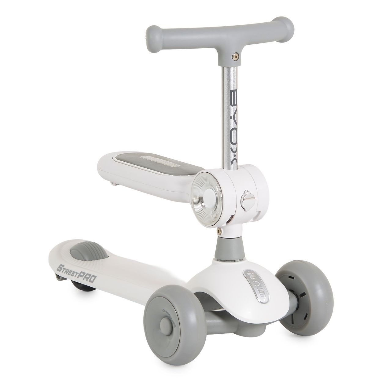 Byox Cityroller StreetPro 2 in 1, Sitzfunktion, Musik, PU-Rollen, verstellbarer Lenker, Hinterradbremse