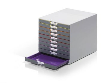 DURABLE Schubladenbox VARICOLOR, Durable 761027 Schubladenbox A4 (Varicolor) 10 Fächer, mit Etiketten z