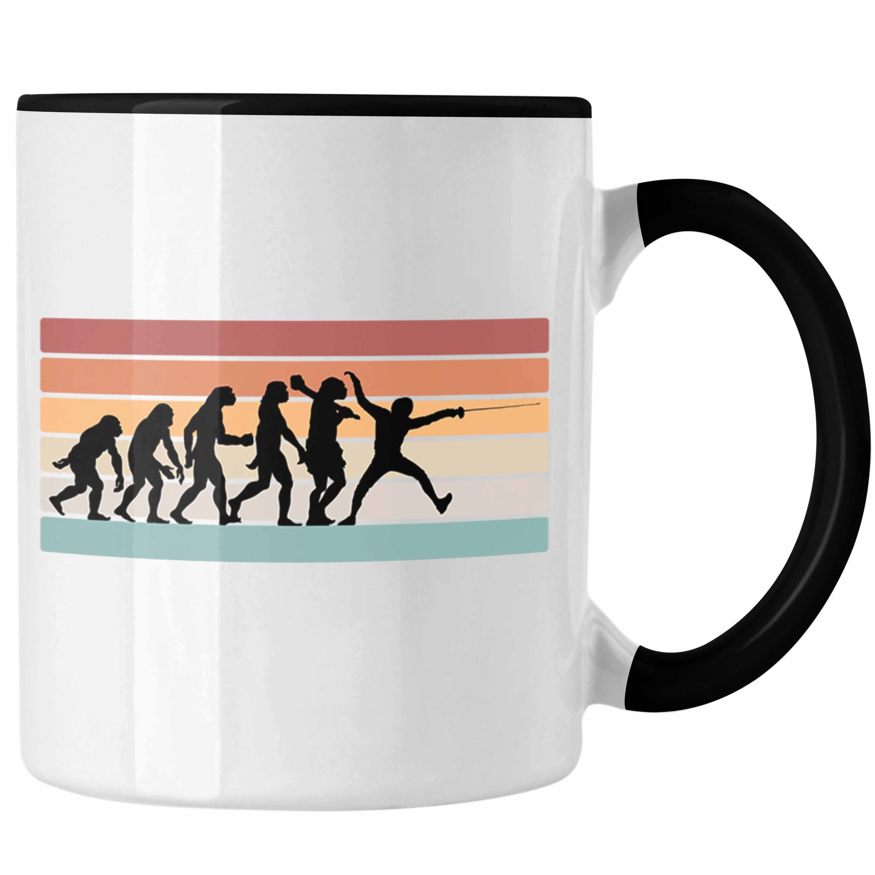 Trendation Tasse Fechten Tasse Geschenk Vintage Evolution Fechter Geschenkidee Geburtst Schwarz