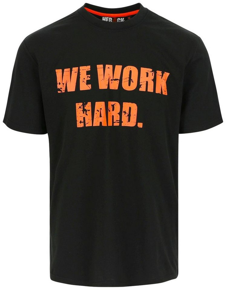 Herock T-Shirt Anubis Kurze Ärmeln, Aufdruck: We Work Hard, Rippstrick  Kragen - in 2 Farben