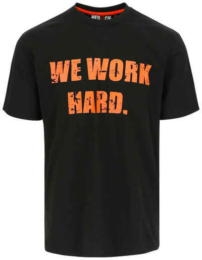 Herock T-Shirt Anubis Kurze Ärmeln, Aufdruck: We Work Hard, Rippstrick Kragen - in 2 Farben