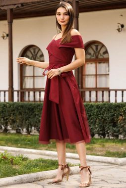 Modabout Abendkleid Damen Midikleid Sommerkleid mit Schulterfrei - NELB0553D8787BRD (1-tlg)