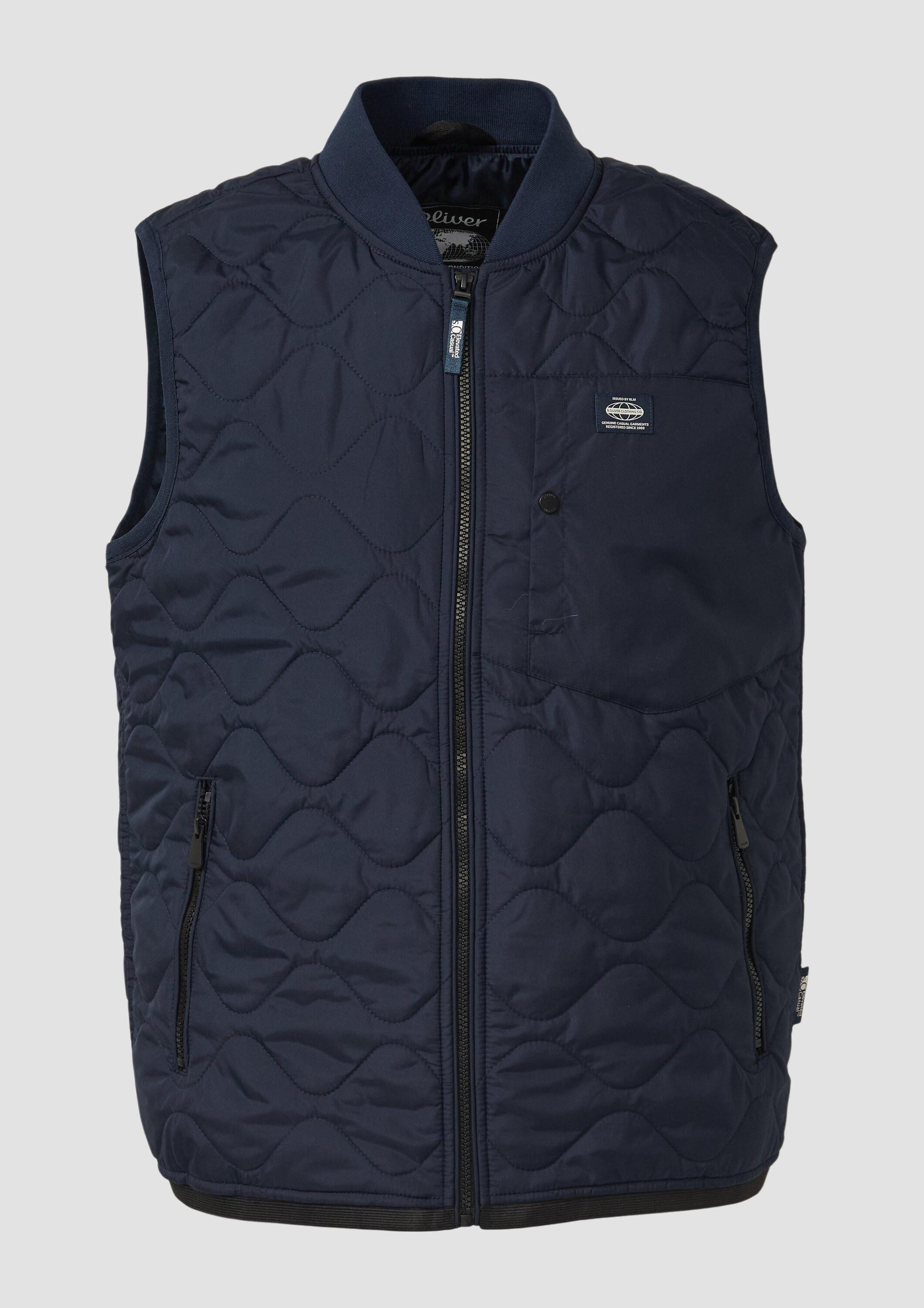 s.Oliver Outdoorjacke Outdoor-Weste Leichte Steppweste mit Bomberkragen im Workwear-Stil
