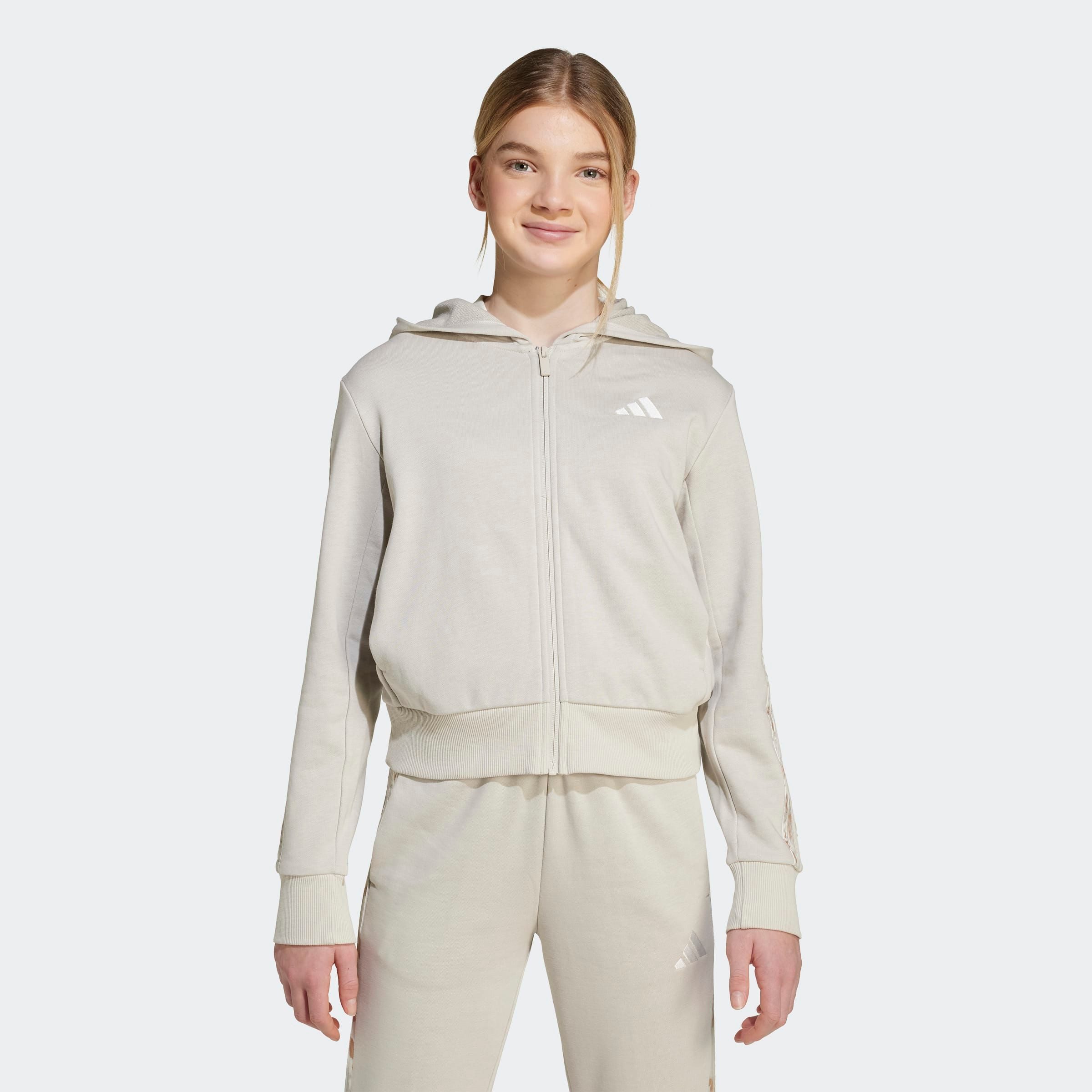 Kapuzensweatshirt ADIDAS GIRLS 3-STREIFEN MIT ANIMALPRINT AUS FRENCH TERRY FÜR KINDER U
