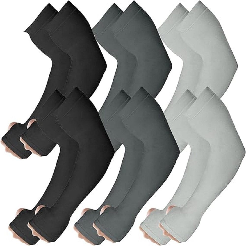 feinlux Armlinge kühlende Kompressionsstulpen zum Bedecken der Arme, 6er-Set (Set, 6-St., Armstulpen für Männer und Frauen) mit Daumenloch, LSF 50 UV-Sonnenschutz