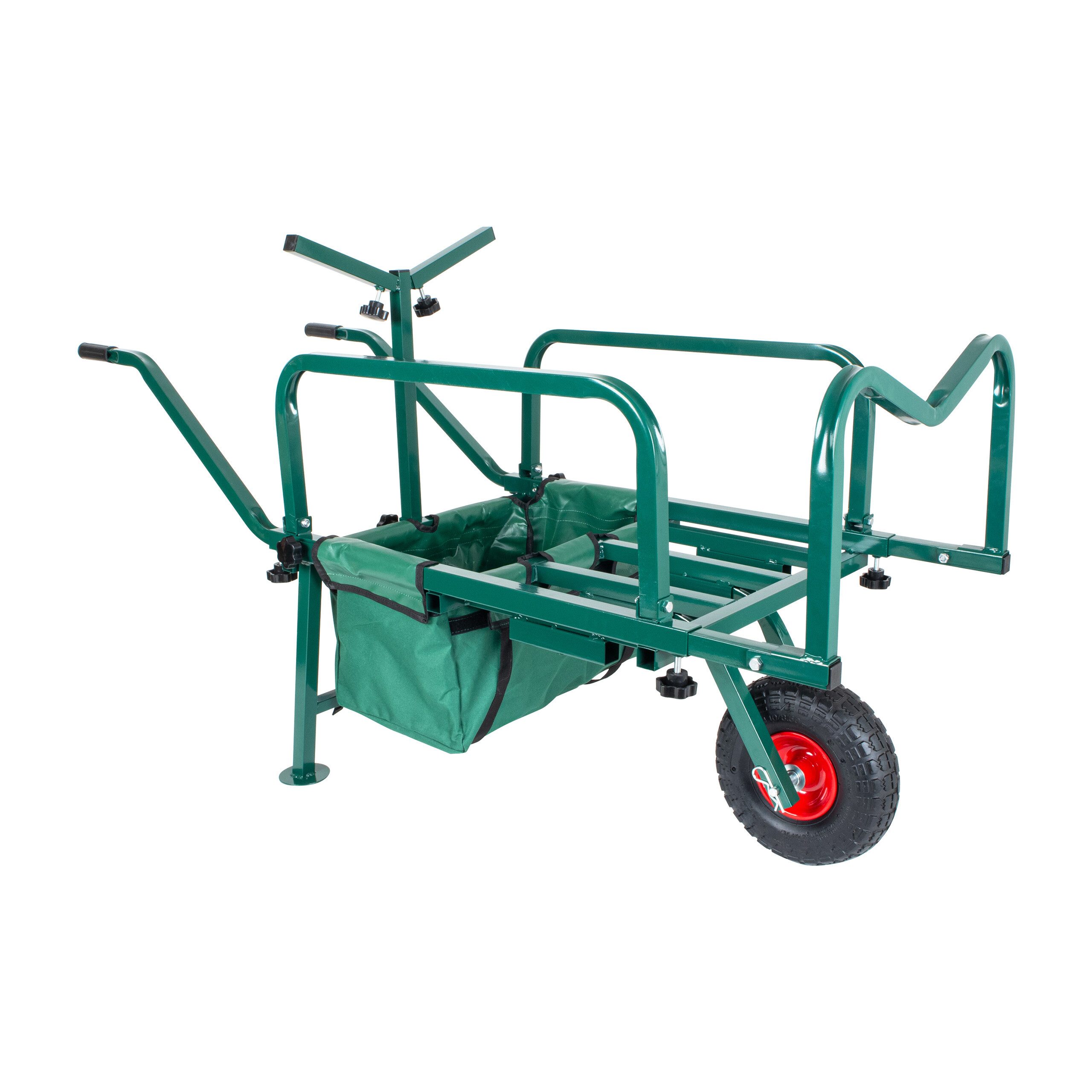 relaxdays Transportkarren Angelwagen Transportwagen mit Tasche, (2-St), grün