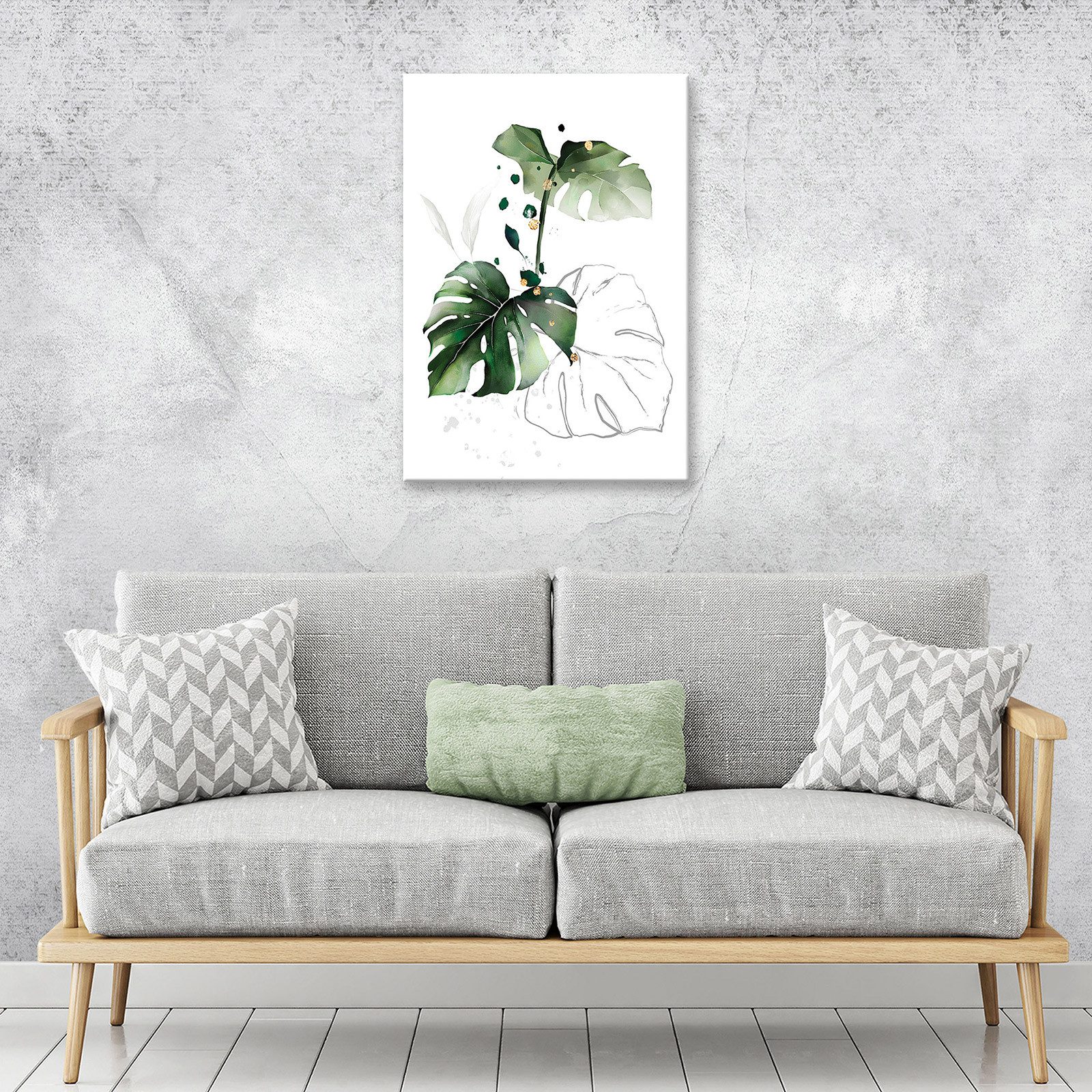 Wallarena Leinwandbild Blätter Grün Gold Abstrakt Modern Wandbilder Wand De günstig online kaufen