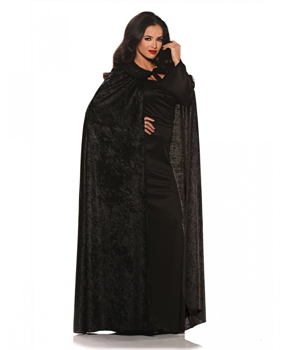 Vampir-Kostüm Samt Umhang in schwarz als Cape für Halloween & Ka