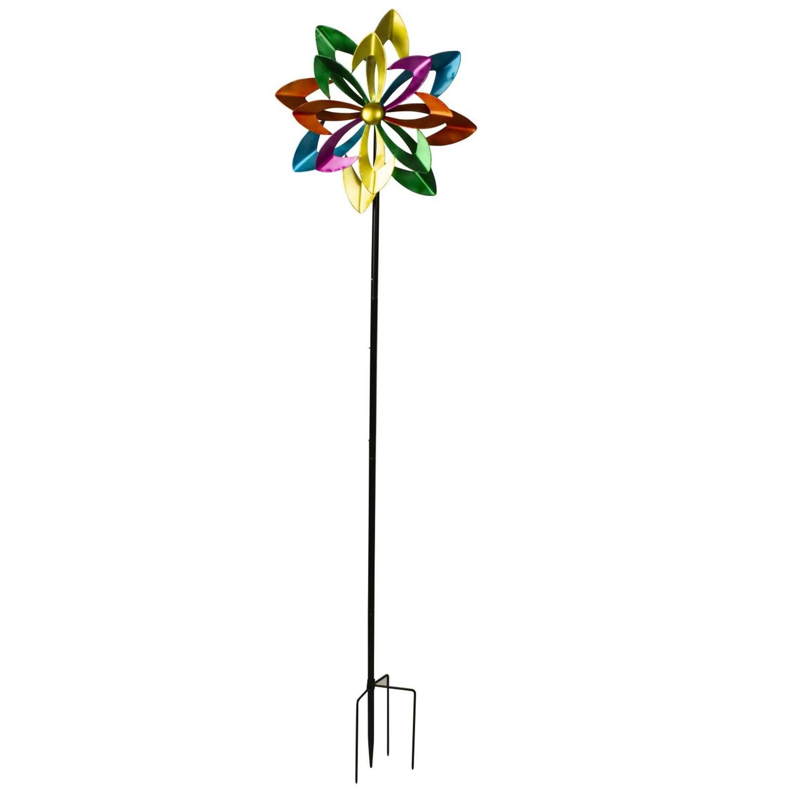 Geschenkestadl Deko-Windrad Windrad Metall bunt 180 cm XXL – blumenförmiges Windspiel Garten (Set, 1 St., teilmontiert keine weiteren Werkzeuge zur Montage notwendig), farbenfrohes Windrad