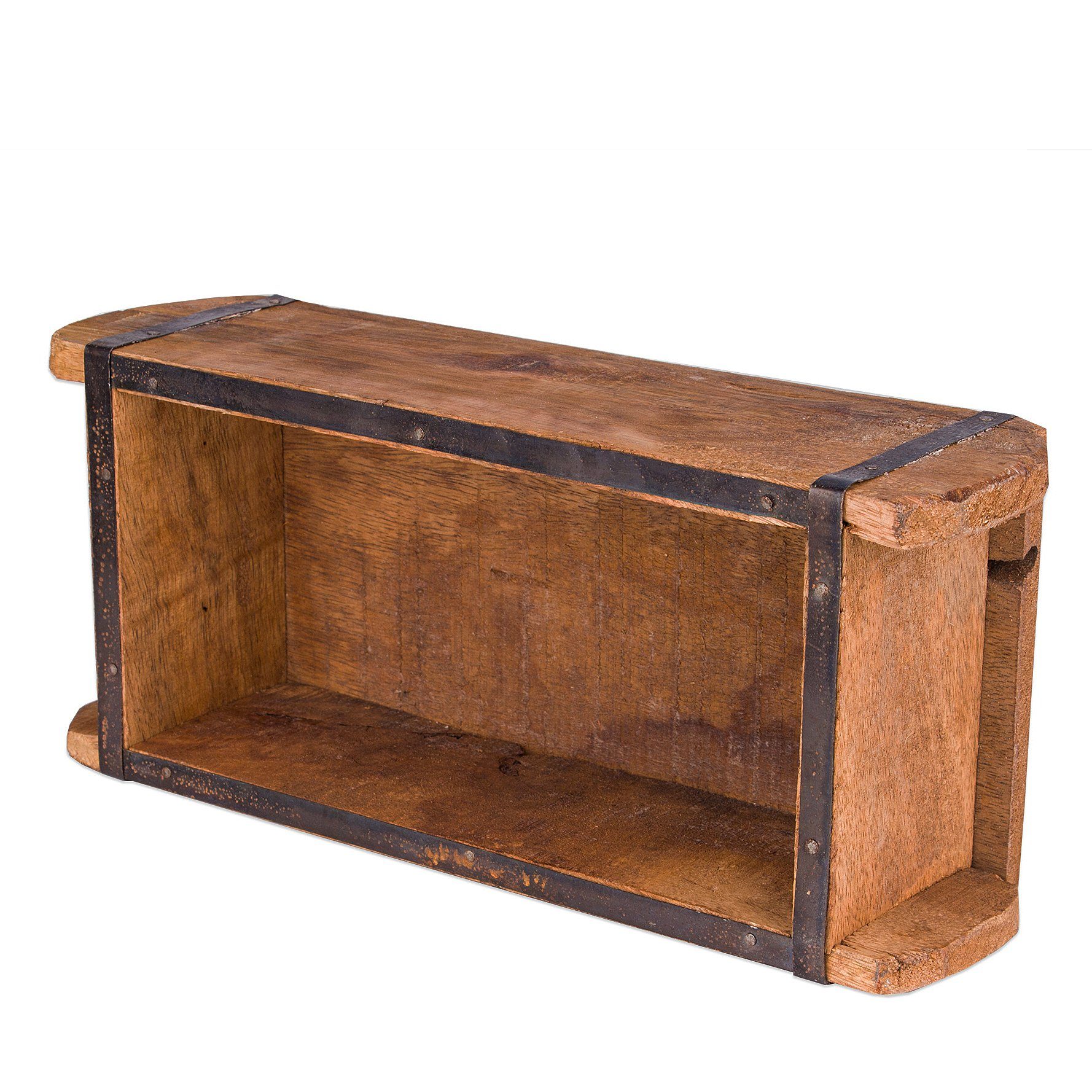 BigDean Allzweckkiste Ziegelform 32x14x9cm Vintage Holzkiste mit Metallbeschlägen (1 St)