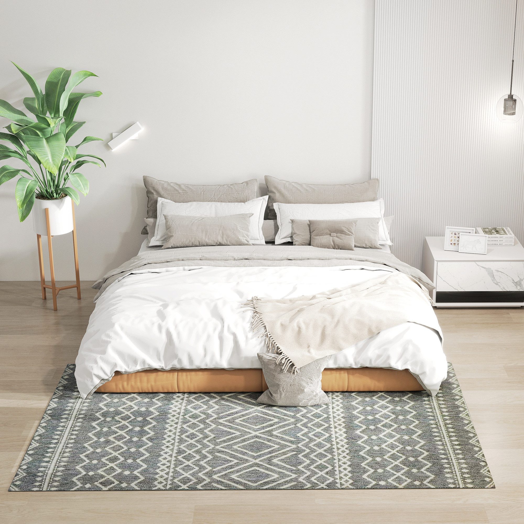 HOMCOM Teppich Bohoteppich, allergikerfreundlicher Bodenteppich für Indoor, günstig online kaufen