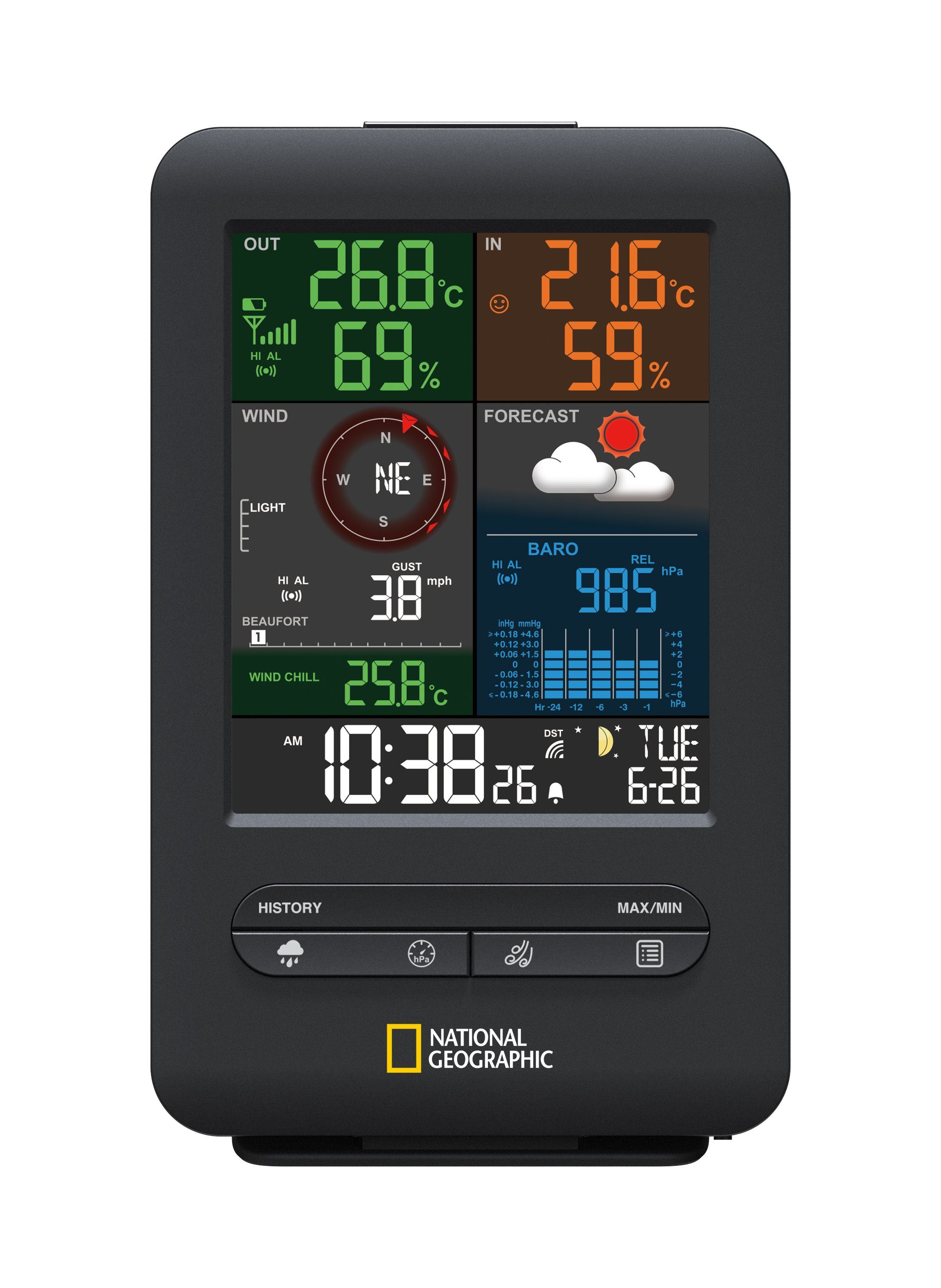 NATIONAL GEOGRAPHIC NATIONAL GEOGRAPHIC Colour-Display-Funk-Wetterstation 5-in-1 Funkwetterstation
