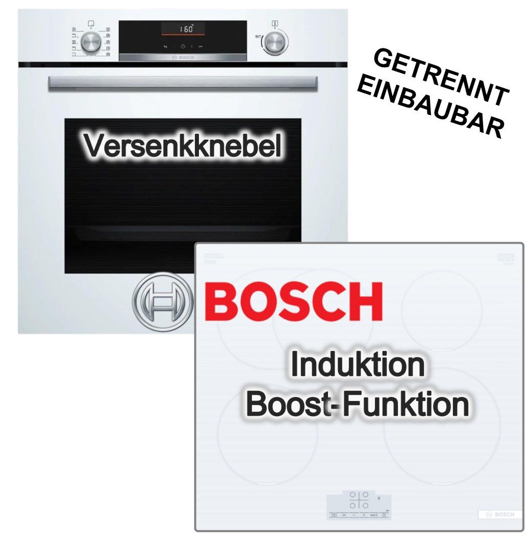 BOSCH Backofen-Set Backofen 3DHeißluft AirFry EcoClean + Induktionskochfeld Booster weiß, EcoClean Direct