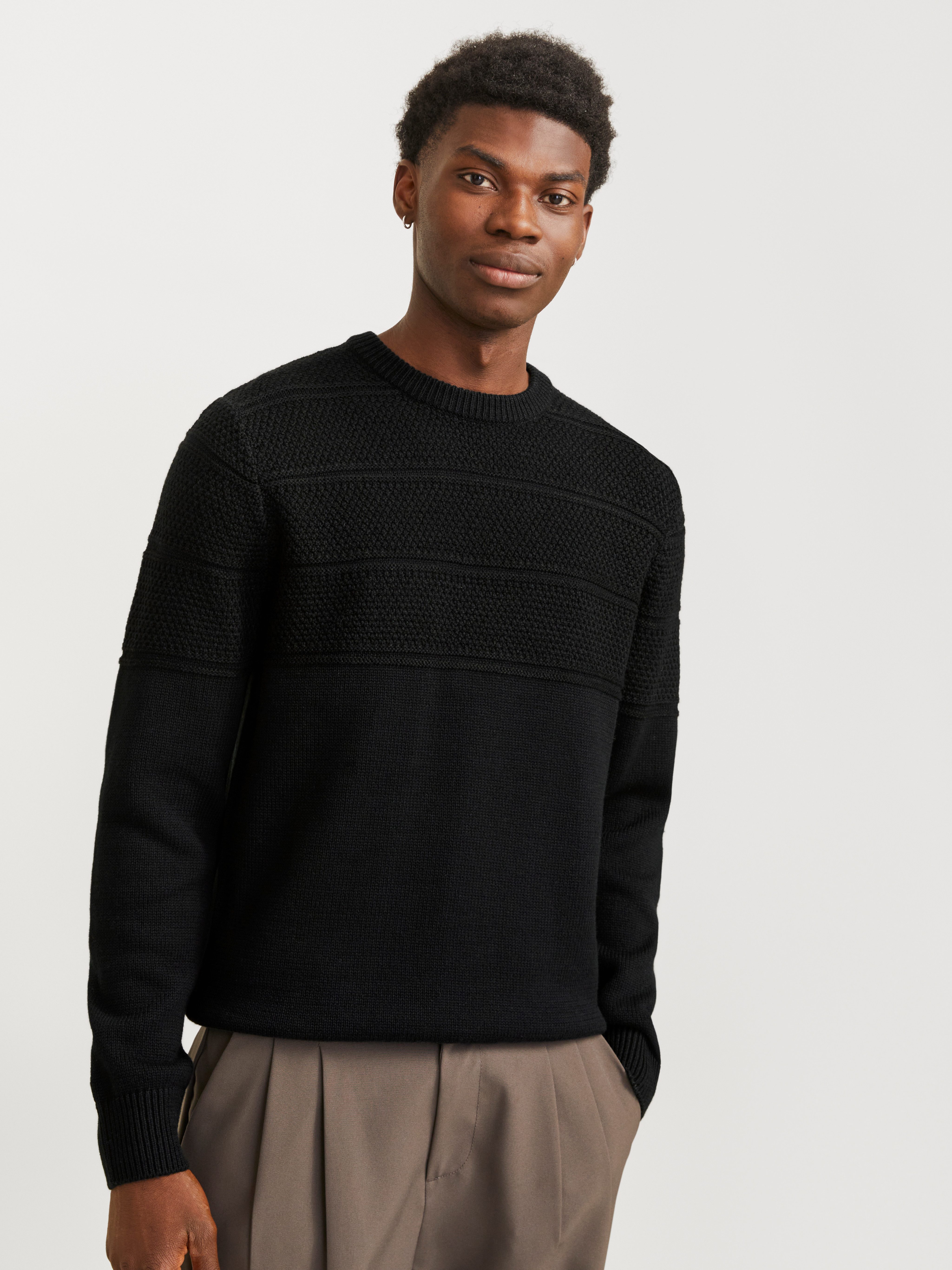 Jack & Jones Rundhalspullover JJJERRY KNIT CREW NECK AW24 mit Struktur