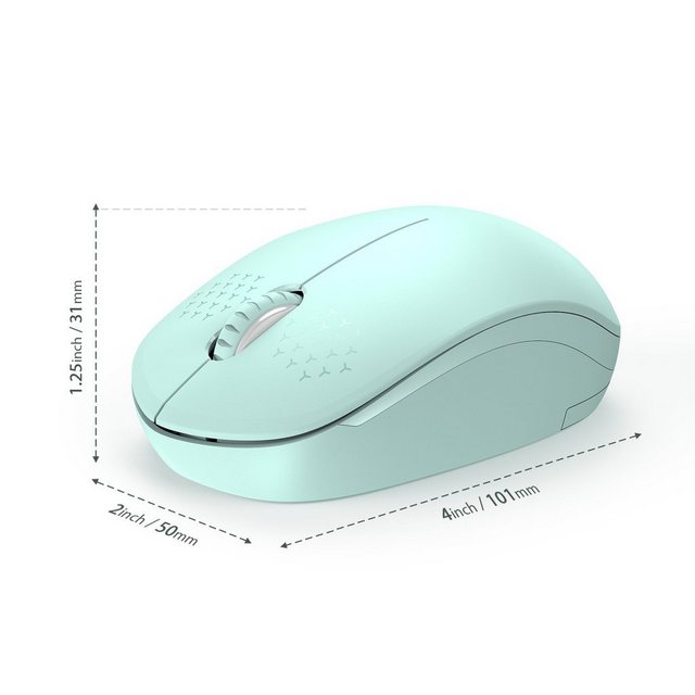 Housruse »Leise 2.4 GHz Kabellose Maus mit Nano-USB-Empfänger, 1600 DPI Optischer Sensor, für PC, Laptop usw, Mintgrün« Mäuse (Funk, Kabellos, USB)