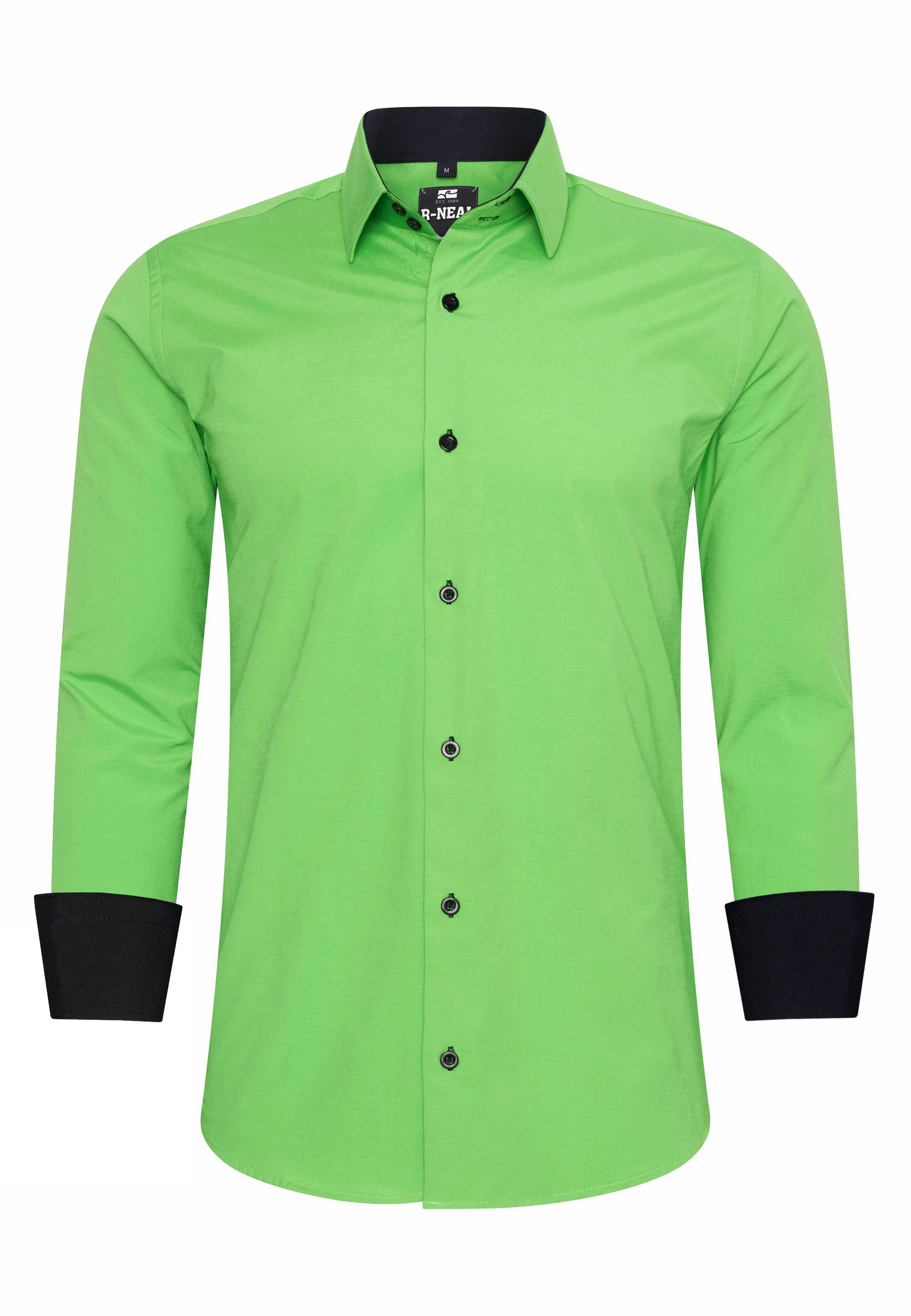 R-NEAL Businesshemd Herren Kontrast Hemd "R-NEAL" Hochzeit-Hemd Slim Fit Stretchhemd