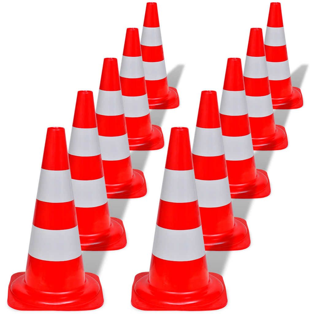 vidaXL Verkehrsschild Verkehrskegel 10 Stk. Reflektierend Rot und Weiß 50 cm, (10 St)