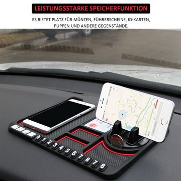 MAGICSHE Multifunktion Antirutschmatte Auto Armaturenbrett Handy-Halterung, (1-tlg., 360° Handyhalter,rutschfeste Matte,Temporäres Parkschild für Auto)