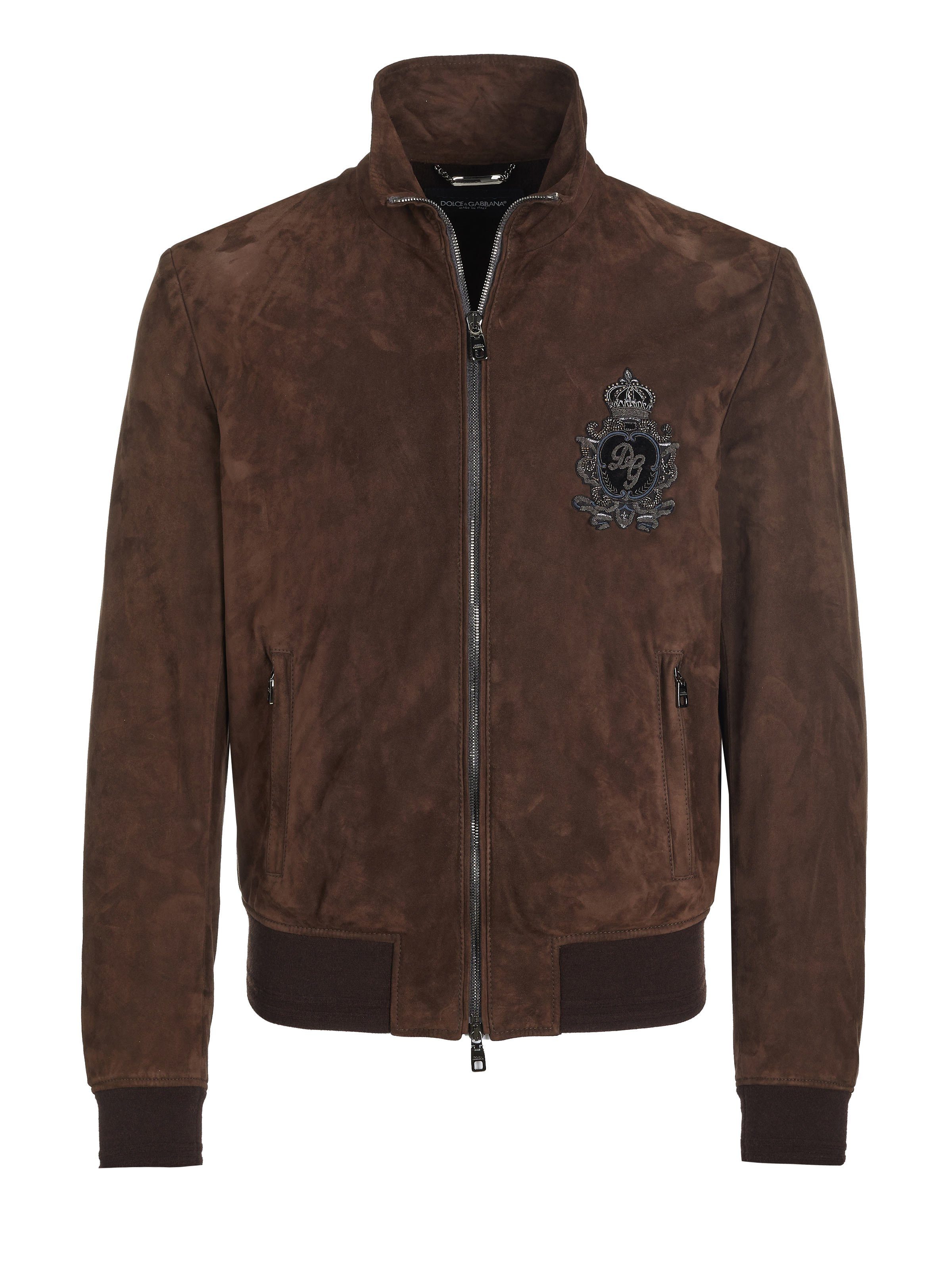 DOLCE & GABBANA Lederjacke Dolce & Gabbana Jacke dunkelbraun